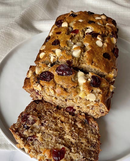 Cranberry White Chocolate Banana Bread