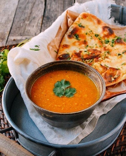 Indian Lentil Soup with Garlic Naan