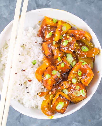 Baked Spicy, Sweet and Sour Tofu
