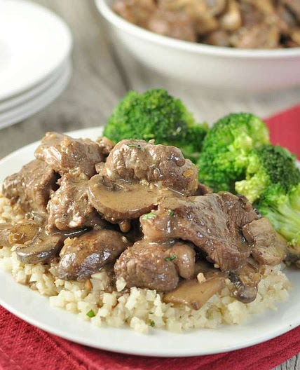 Low Carb Beef Tips in Mushroom Brown Gravy