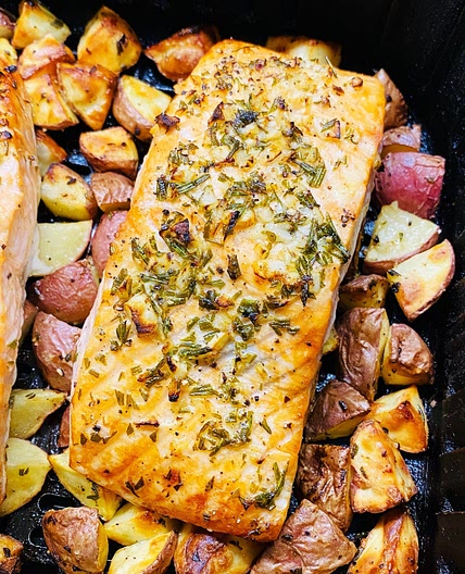Air Fryer Herb Salmon and Potatoes