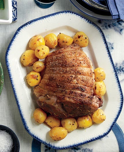 Roasted Marinated Lamb with Lemon and Rosemary Potatoes