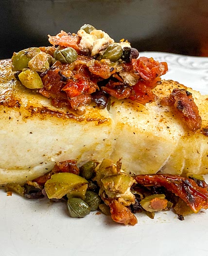 Mediterranean White Fish with Sun-Dried Tomato Tapenade