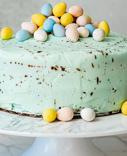 Mini Eggs Cake with Easy Speckled Blue Buttercream