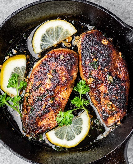Blackened Chicken Breasts with Garlic Lemon Butter