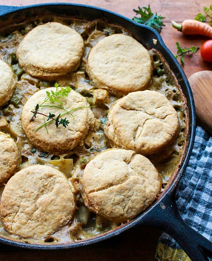 Vegetable Pot Pie with Whole Wheat Biscuit Topping