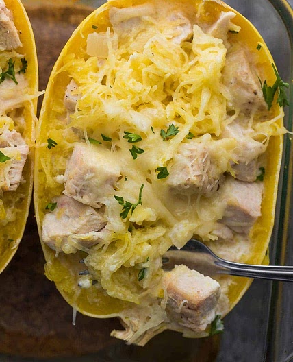 Lemon Chicken Spaghetti Squash (Prep Ahead)