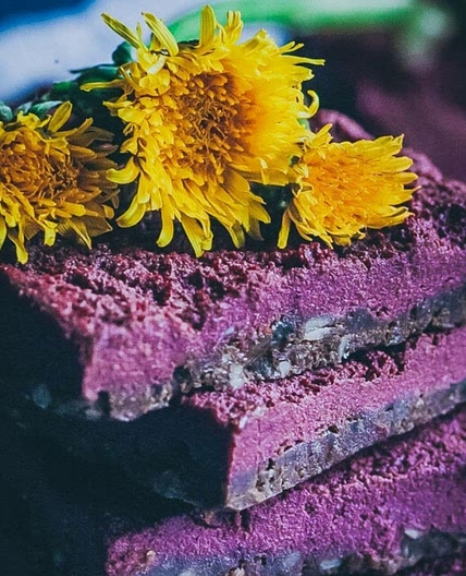No Bake Dandelion Beet Chocolate Bars (Vegan, Gluten-Free)