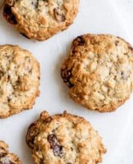 Chocolate Chunk Tahini Oatmeal Cookies