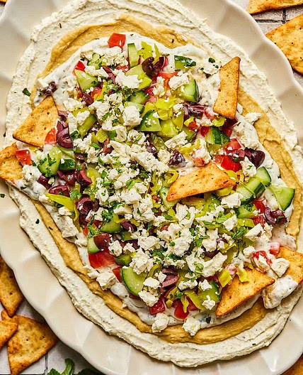 Easy Mediterranean Feta Dip (7 Layer Greek Dip!)