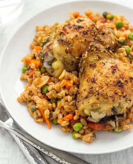 Herbed Chicken With Farro Risotto