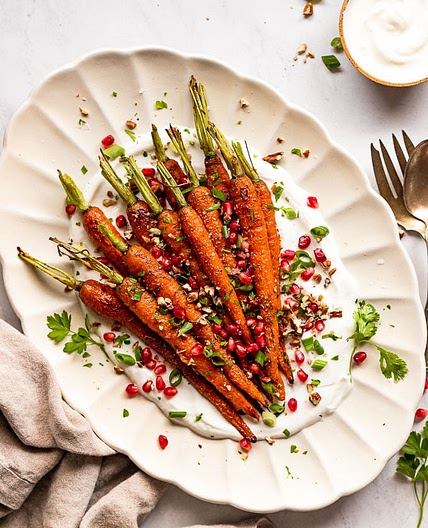 Cumin Roasted Carrots with Yogurt Sauce