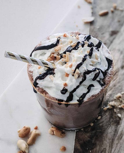 Boozy chocolate peanut butter milkshake with Clover Sonoma Ice Cream