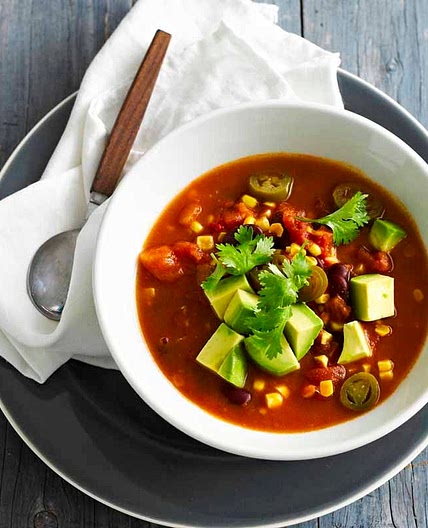 Mexican bean soup with avocado