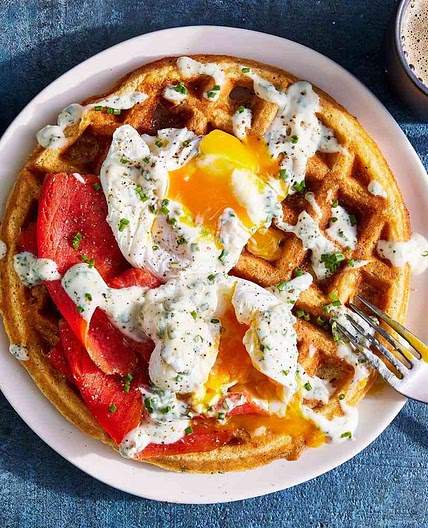 Basil-and-Corn Cornmeal Waffles