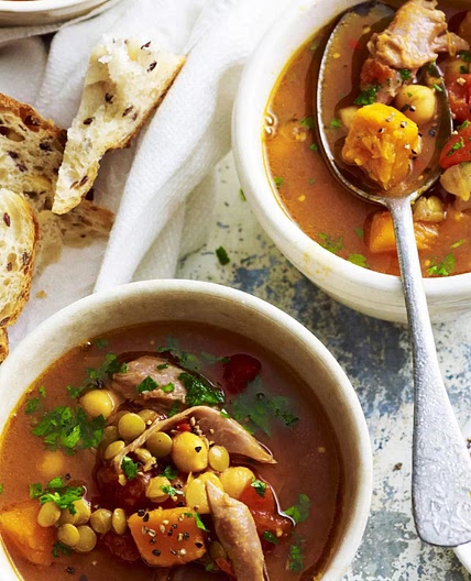 Slow cooked lamb and pumpkin soup