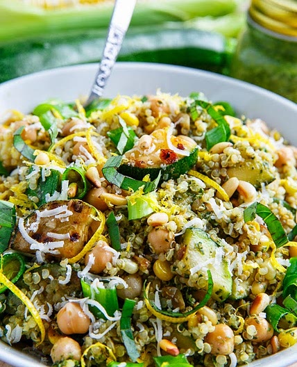 Pesto Zucchini and Corn Quinoa Salad