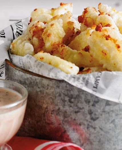 Fried Cheese Curds with Peach-Tandoori Dip