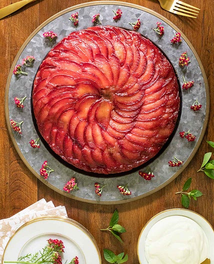 Upside Down Plum Yogurt Cake