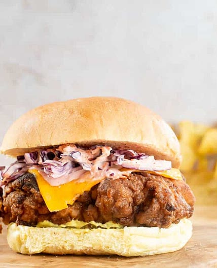 Fried Buttermilk Chicken Burger With Sriracha Slaw