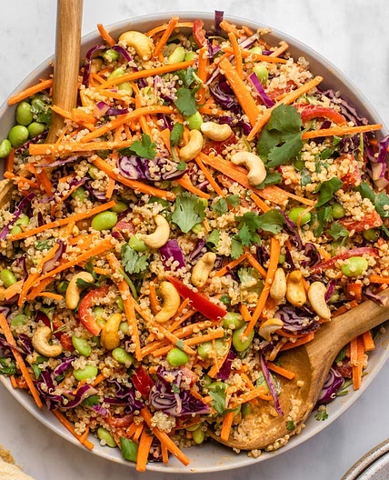 Rainbow Quinoa Salad with Red Curry Dressing