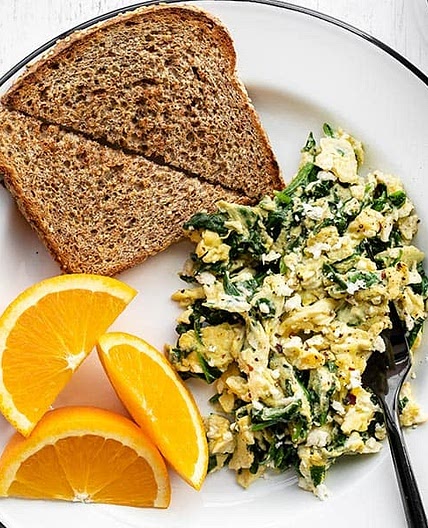Scrambled Eggs with Spinach and Feta