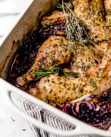 Baked Apple Cider Chicken and Cabbage