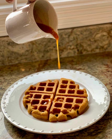 Crispy Pumpkin Waffles with Pumpkin Syrup