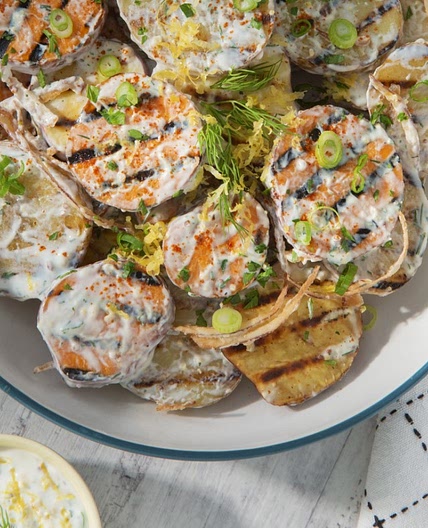 Creamy BBQ Potato Salad with Crispy Red Onions