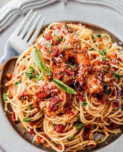 20 Minute Sun-Dried Tomato Basil Shrimp Pasta