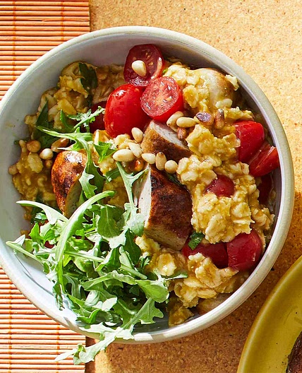 Savory Oatmeal with Tomato & Sausage