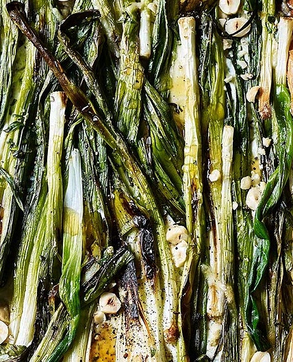 Charred spring onion and ricotta tart