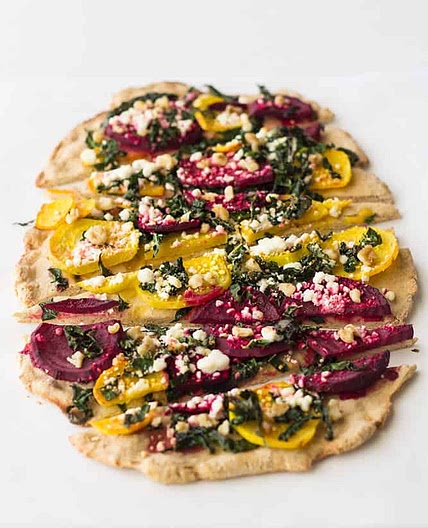 Kale Beet Pizza with Goat Cheese