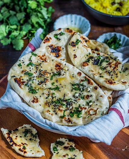 Plain, Butter and Garlic naan recipe
