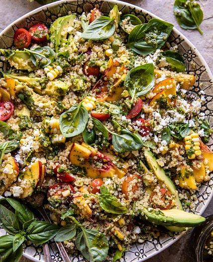 Grilled Jalapeño Peach Quinoa Salad
