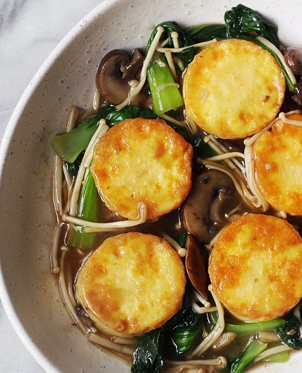 Egg Tofu with Mushroom Gravy Sauce