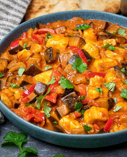 Aubergine and Halloumi Curry