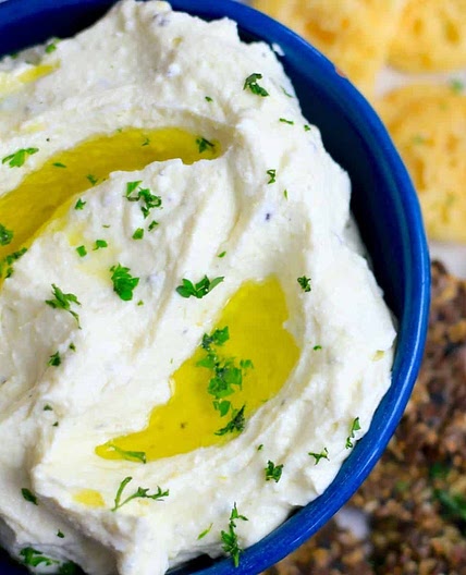 Whipped Low Carb Cheese Dip with Ricotta, Feta and Cream Cheese