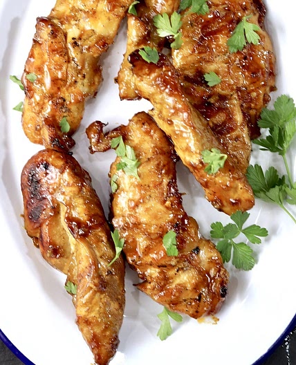 Grilled Peach BBQ Chicken Tenders