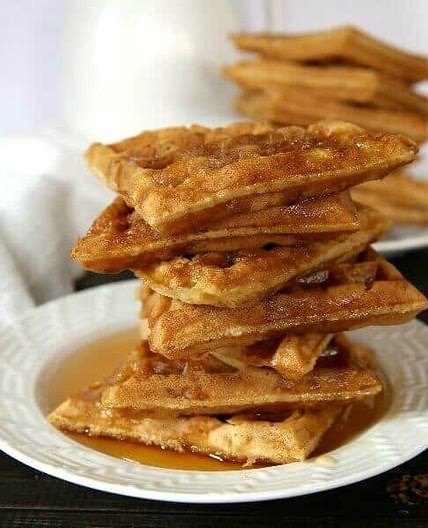 Apple Waffles with Grated Apple on the Inside