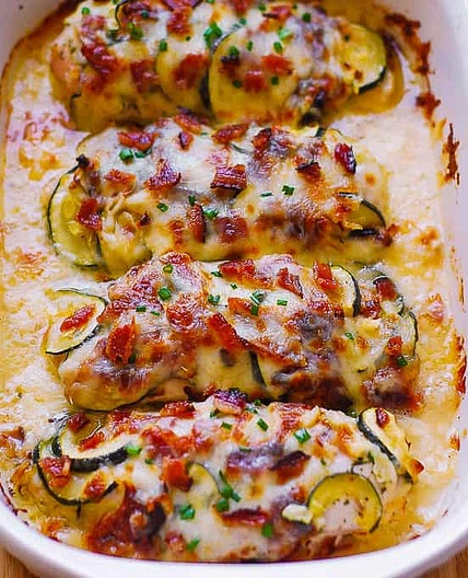 Chicken Zucchini Bake with Bacon