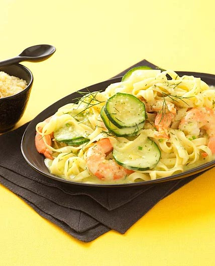 Pasta with Prawns, Courgettes and Lemon