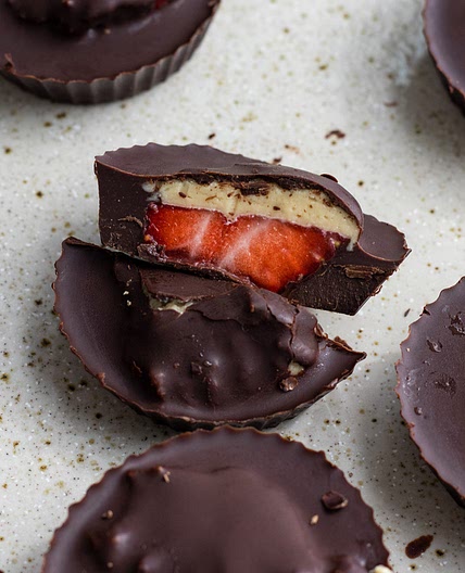 Dark Chocolate Strawberry Cashew Butter Cups