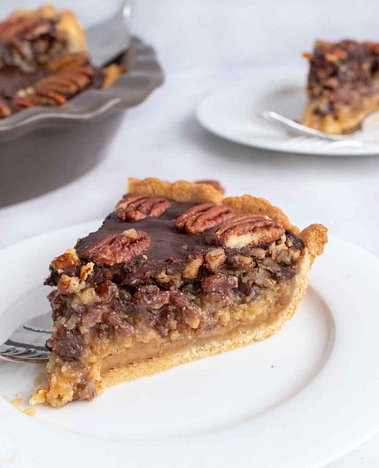 Bourbon Pecan Pie with Chocolate Ganache