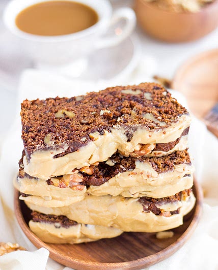 Coffee Date Walnut Bread with Coffee Glaze