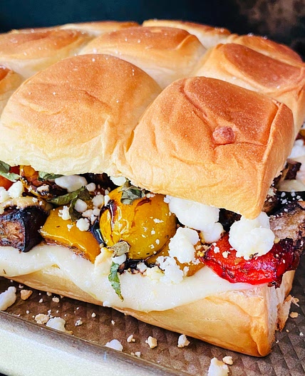Smoked Veggie Goat Cheese Sliders