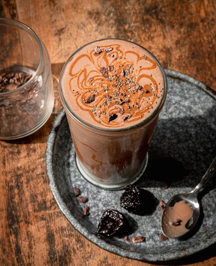 Vegan Chocolate Fantasy Smoothie with Prunes & Flax