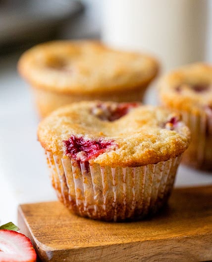 Roasted Strawberry Almond Flour Muffins