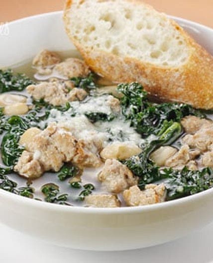Turkey Sausage, Kale and White Bean Soup