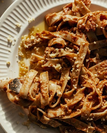 Vegan lentil bolognese pasta